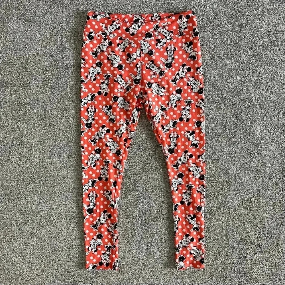 LuLaRoe Orange/White Disney Minnie Mouse Leggings Tall & Curvy